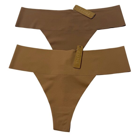 SKIMS Naked Thong Lot of 2 Ochre Sienna Medium - Picture 1 of 12